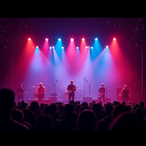 Jazzfestival podium met kleurrijk licht