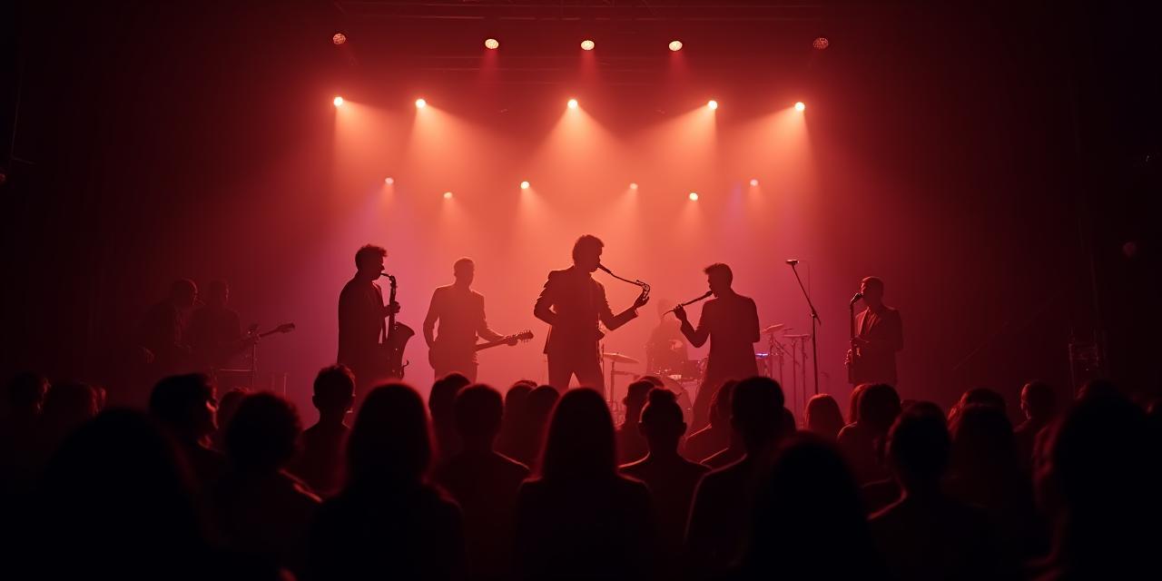 Jazzband speelt op sfeervol verlicht podium